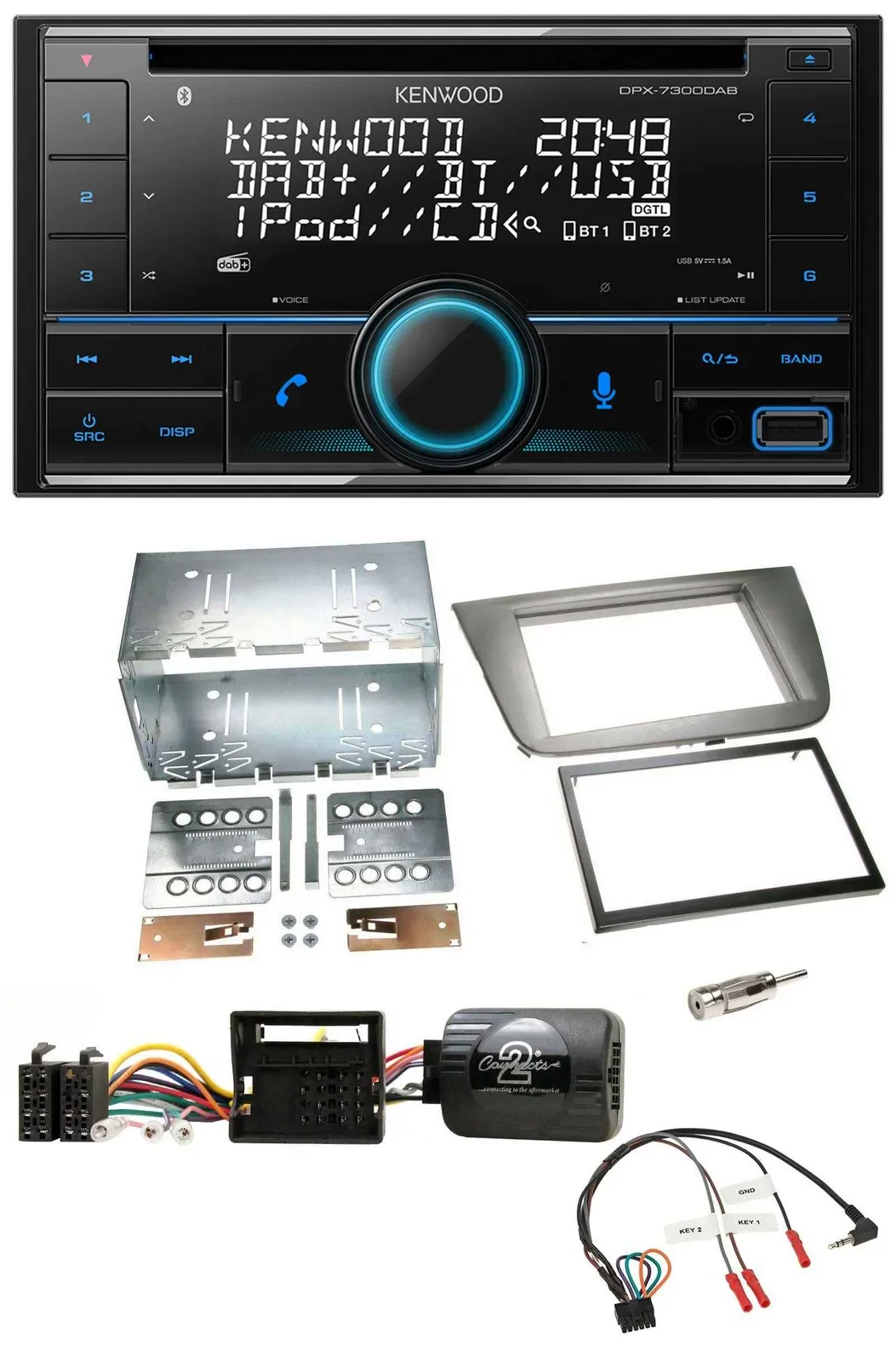Автомагнитола Kenwood CD, 2-DIN, DAB, USB, Bluetooth, для Seat Altea/Altea XL/Tole