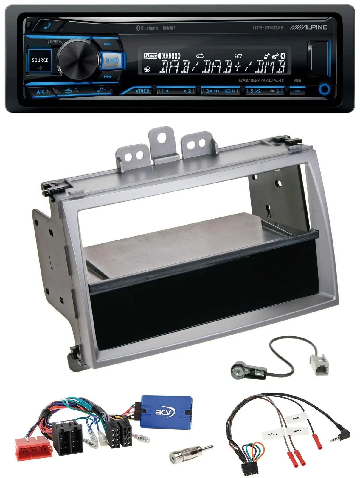 Автомагнитола Alpine USB, Bluetooth, DAB, ISO для Hyundai i20 (2009–2011), серебристая