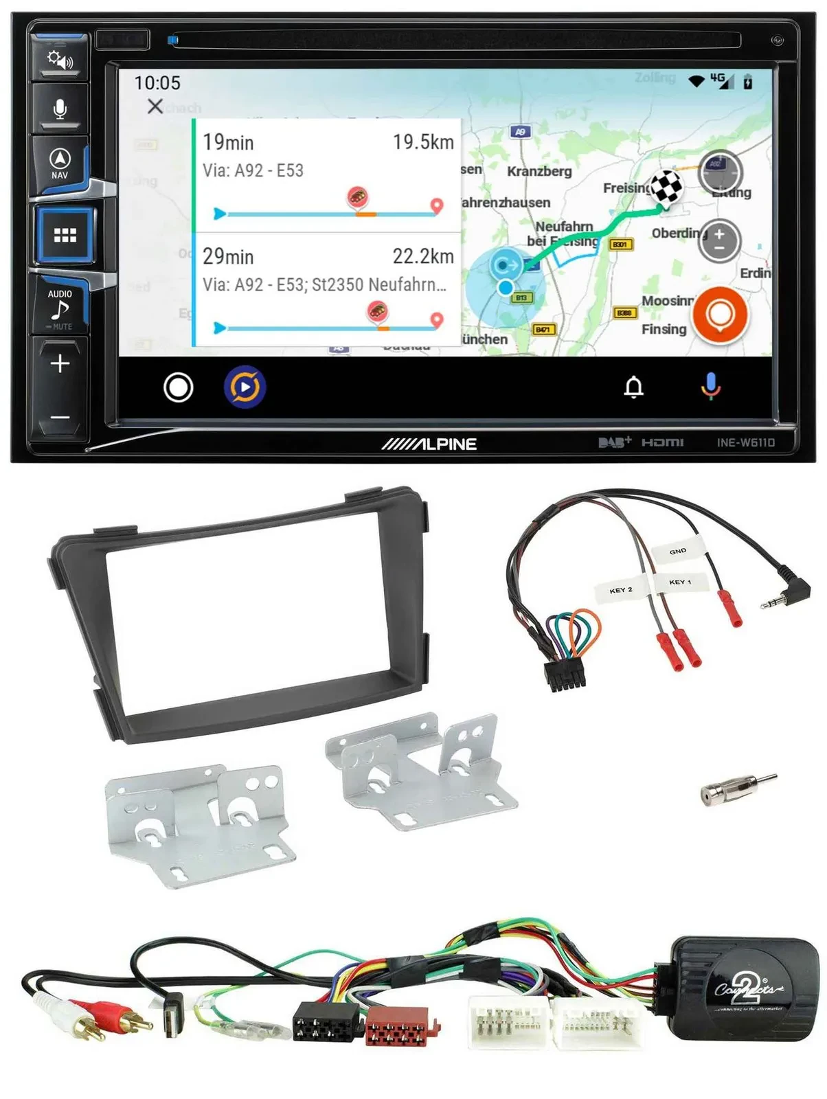 Alpine Bluetooth TMC USB DAB 2DIN Lenkrad Navigation für Hyundai i40 11-19 AUX U