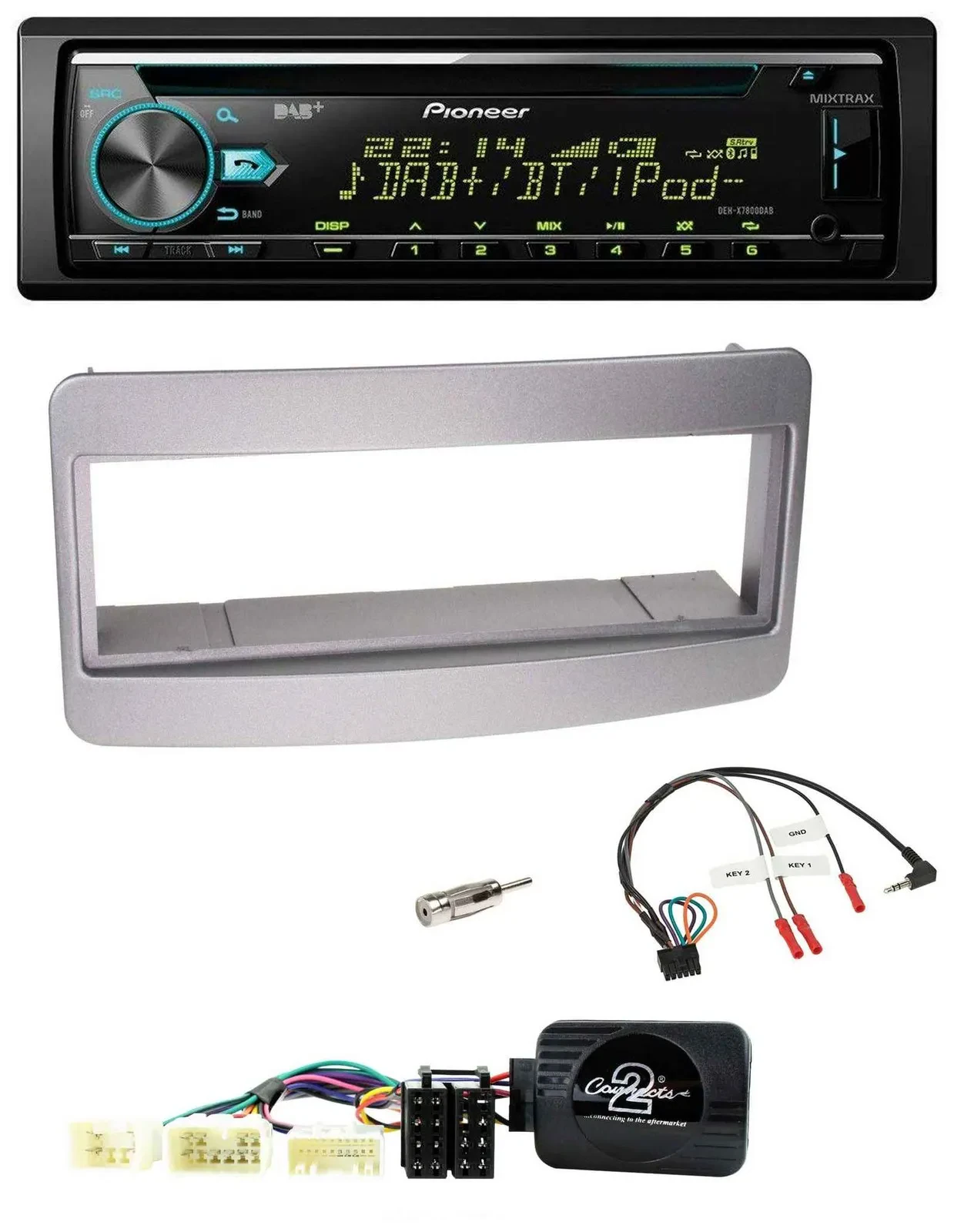 Автомагнитола для Toyota RAV4 (2001–2006) Pioneer DAB, CD, USB, Bluetooth, темный, поддержка управления на руле
