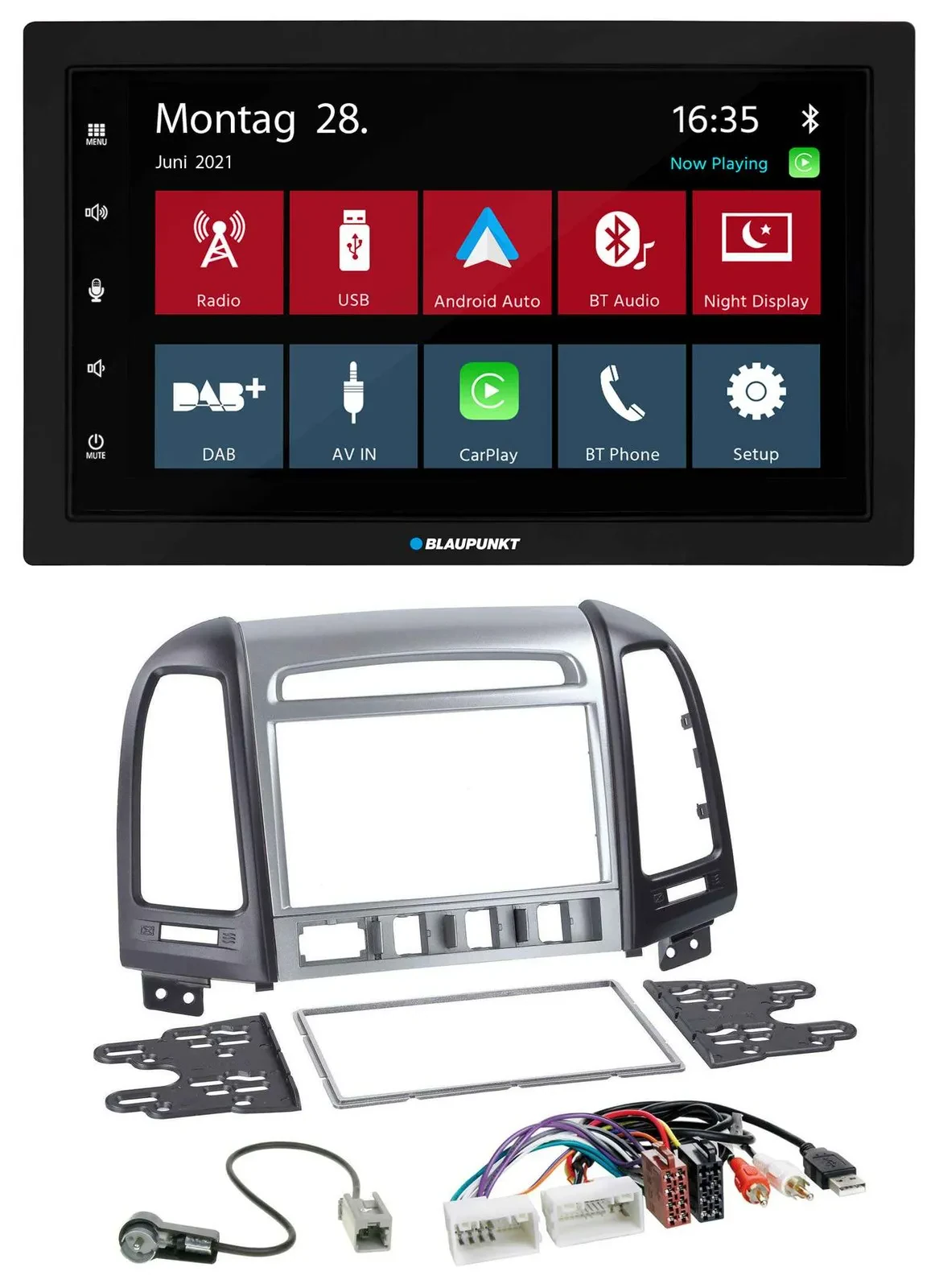 Blaupunkt MP3 Bluetooth DAB 2DIN USB Autoradio für Hyundai Santa Fe AUX USB 4 Sc