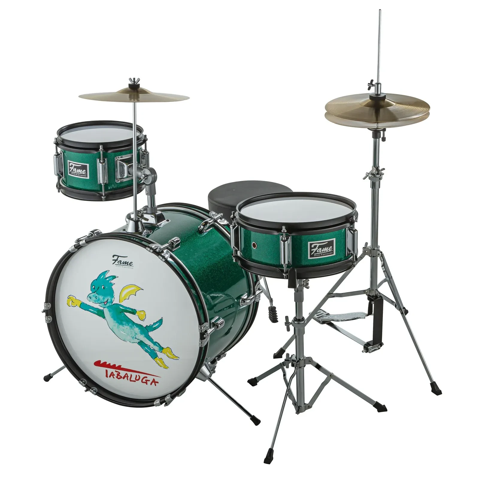 Ударная установка для детей Fame Audio 3 PC Junior Drumset Tabaluga тёмно‑зелёный (3 предмета)
