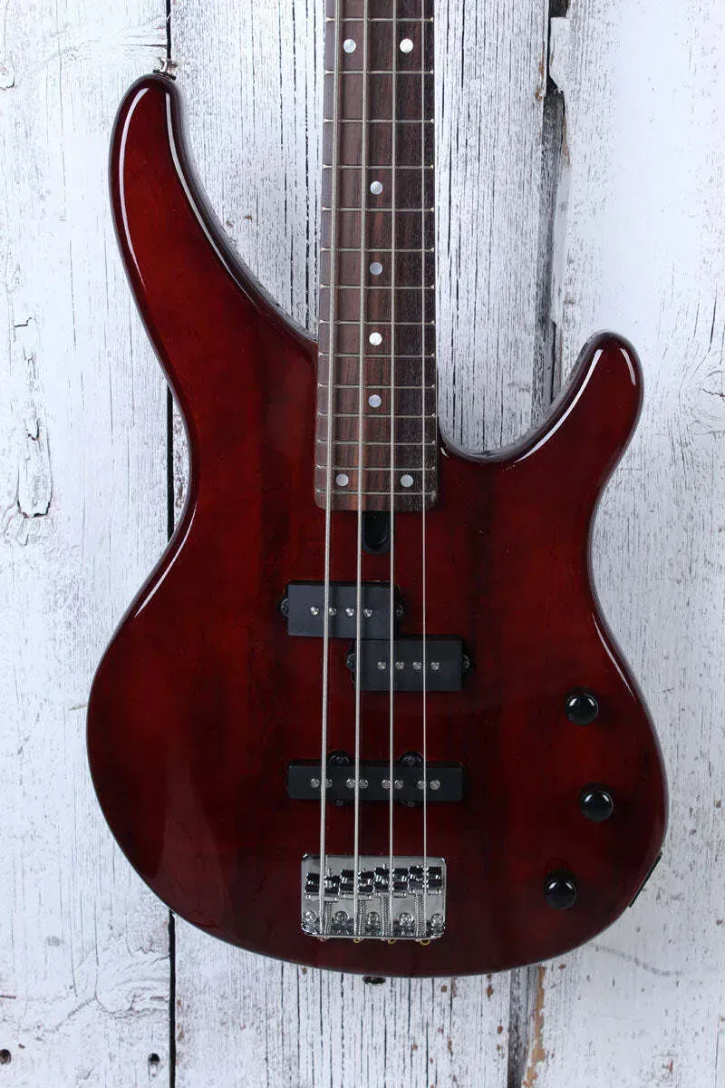 Yamaha TRBX174EW 4 String Bass Electric Guitar Exotic Wood Top Root Beer Finish