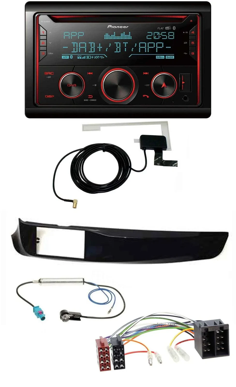 Автомагнитола для Alfa Romeo Giulietta Pioneer 2-DIN MP3/DAB/USB/CD/Bluetooth черный глянцевый