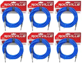 Инструментальный кабель Rockville RCGT20BL Blue 6.1 м (6 штук)