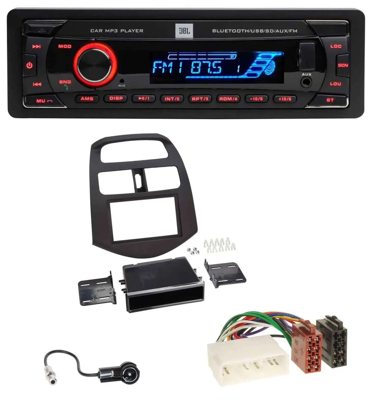 Автомагнитола для Chevrolet Spark JBL AUX/MP3/USB/Bluetooth/SD (KLM, 2012–2013)