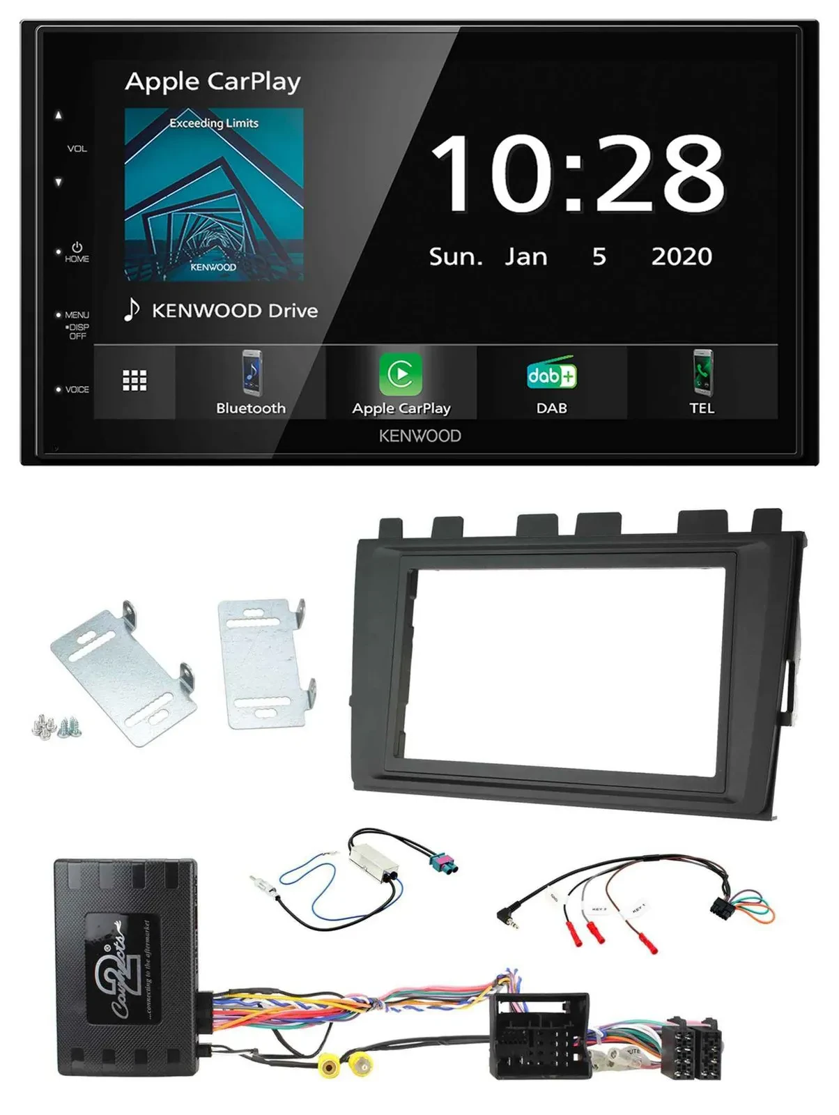 Kenwood Bluetooth Lenkrad DAB USB 2DIN Autoradio für VW Polo ab 2018 MIB II Info