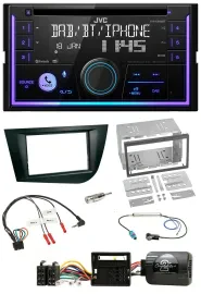 JVC Lenkrad USB 2DIN DAB Bluetooth CD Autoradio für Seat Leon 2005-2009 schwarz