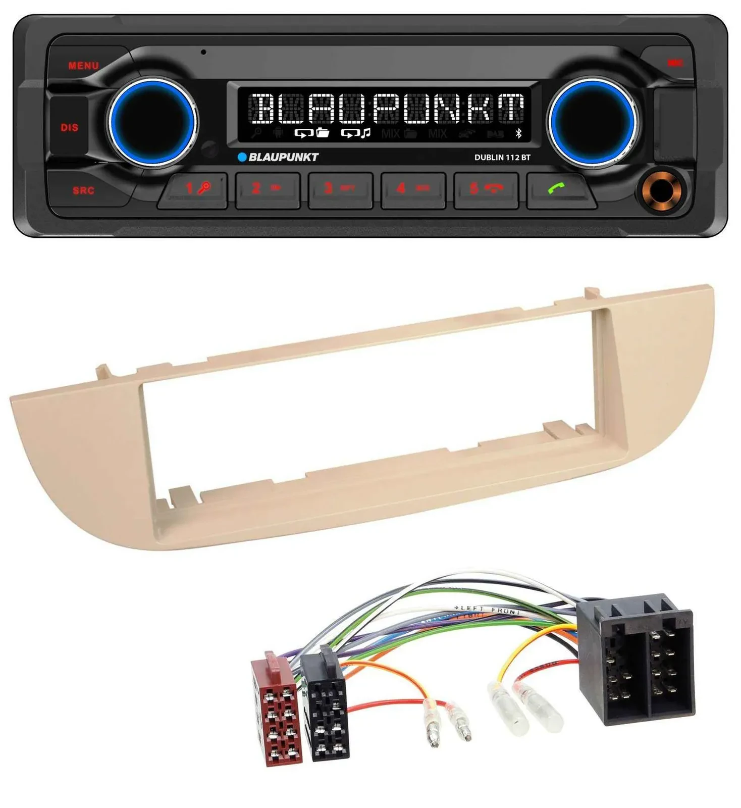 Blaupunkt MP3 Bluetooth USB AUX Autoradio für Fiat 500 ab 2007 perlgrau beige