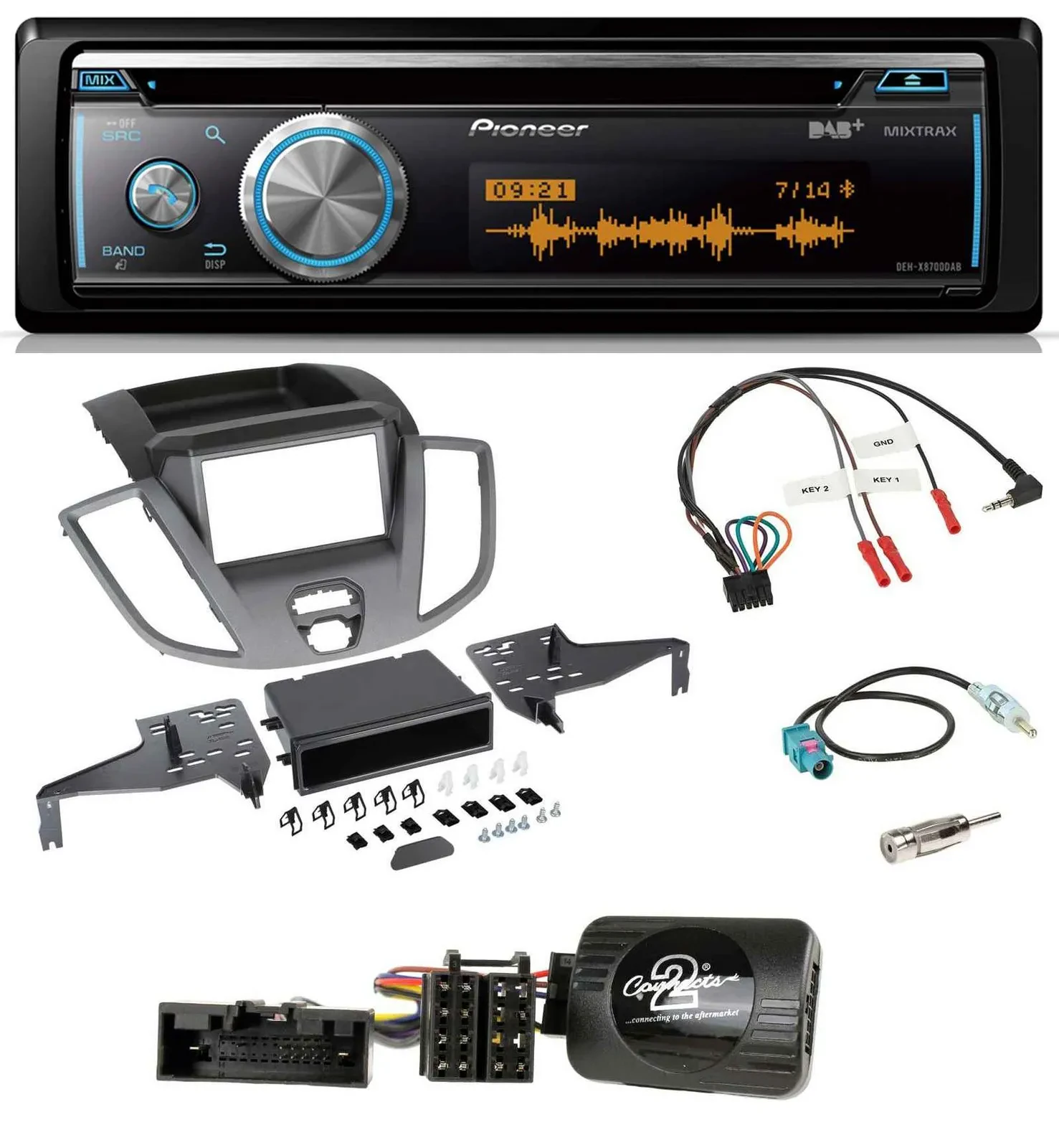 Pioneer Lenkrad DAB USB CD Bluetooth Autoradio für Ford Transit V363 15-18 ohne