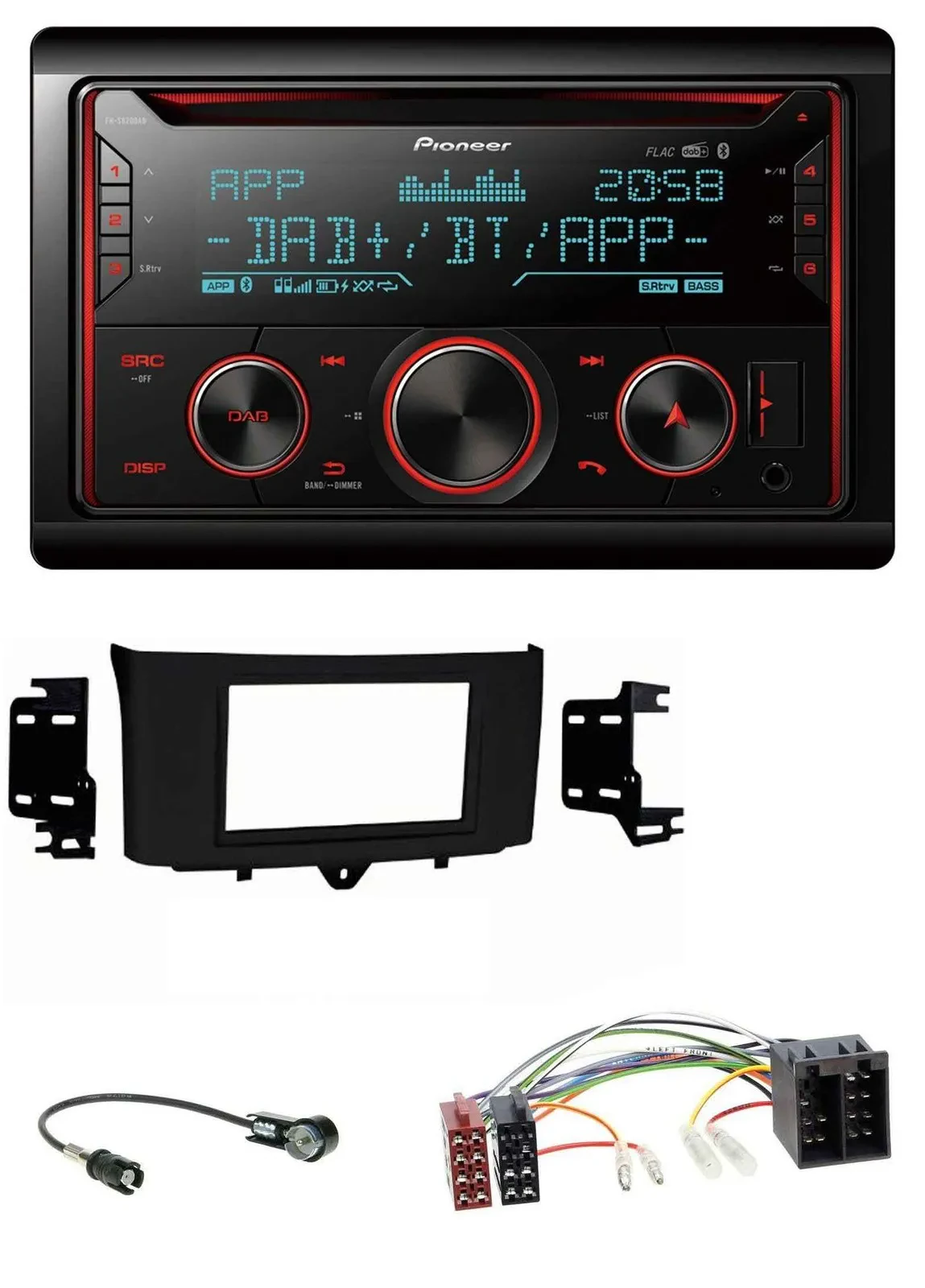 Автомагнитола для Smart ForTwo (2010–2015) Pioneer 2DIN, DAB, MP3, Bluetooth, USB, CD