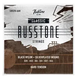 Russtone CBS29-44H - Струны для классической гитары, Серия: Black Nylon, Обмотка: посеребрёная, Натяжение: сильное, Калибр: 29-33-41-31-37-44.