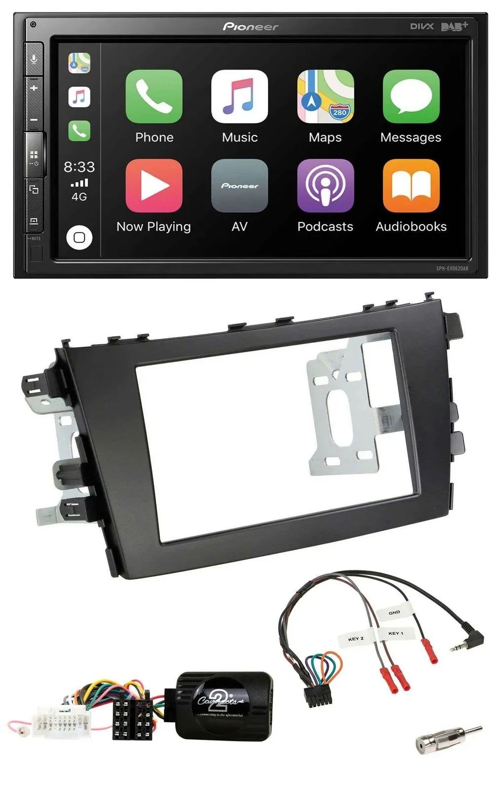 Автомагнитола Pioneer 2DIN, DAB, Bluetooth, USB, для Suzuki Celerio LF (с 2014), поддержка кнопок на руле