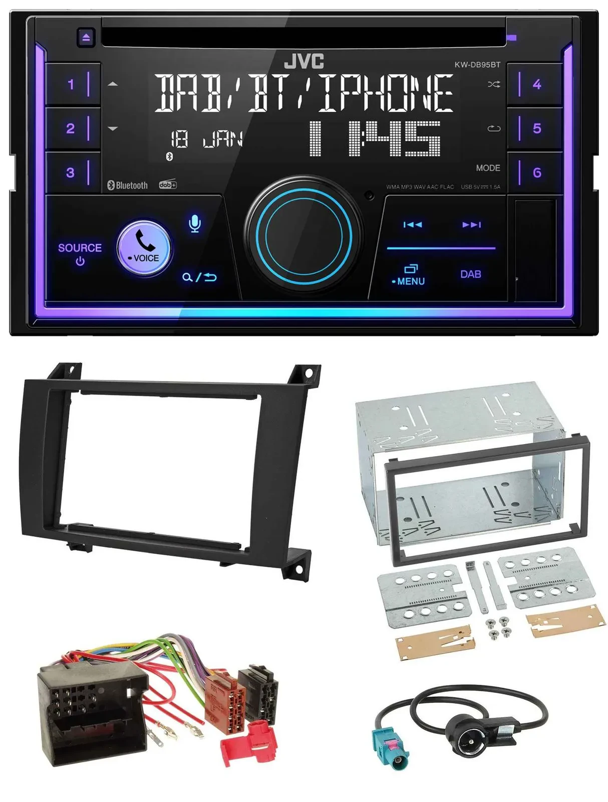 JVC MP3 USB 2DIN DAB Bluetooth CD Autoradio für Mercedes SLK R171 2004-2011