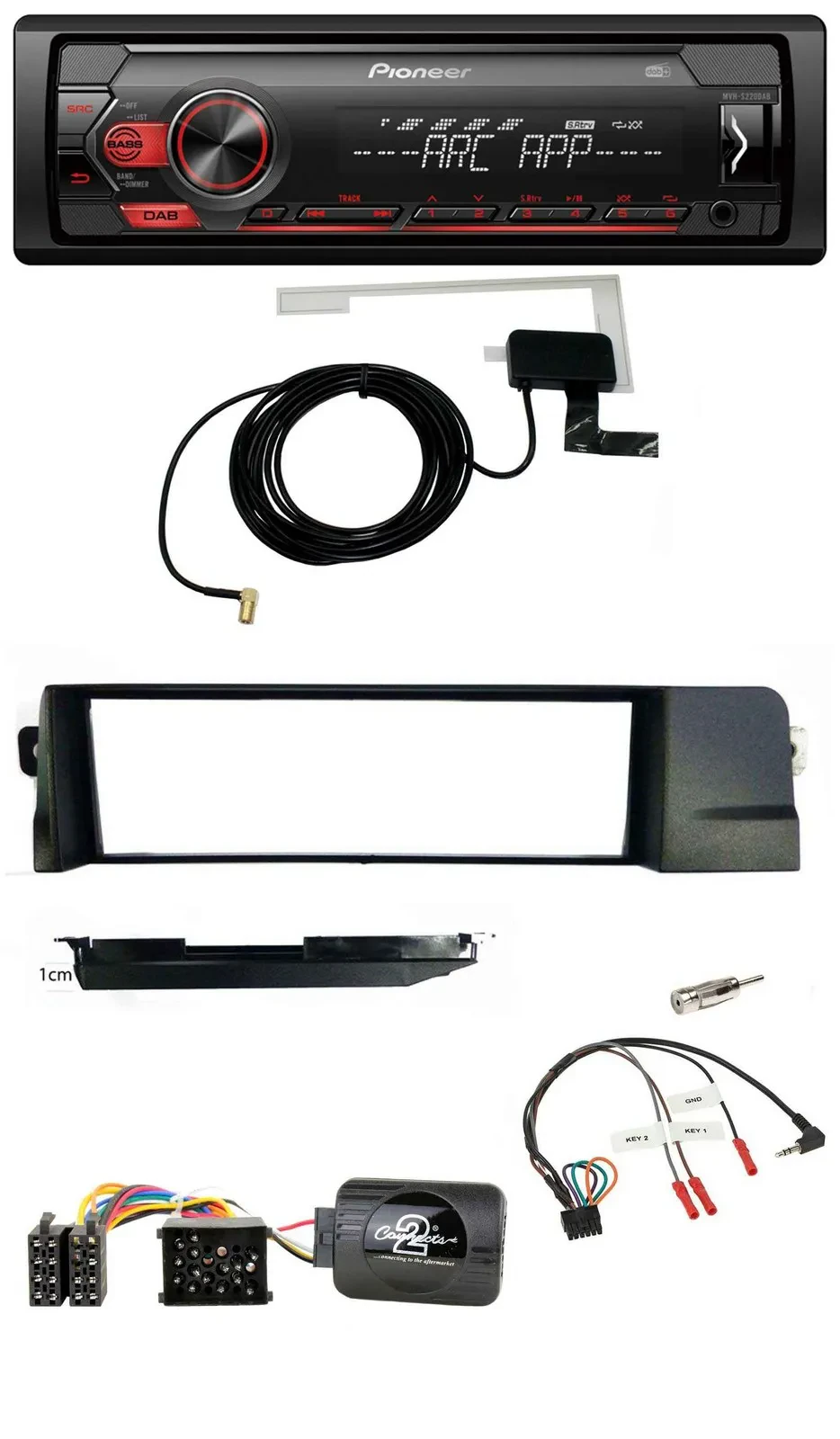 Pioneer 1DIN USB DAB MP3 Lenkrad Autoradio für BMW 3er E46 98-07 Profi Rundpin