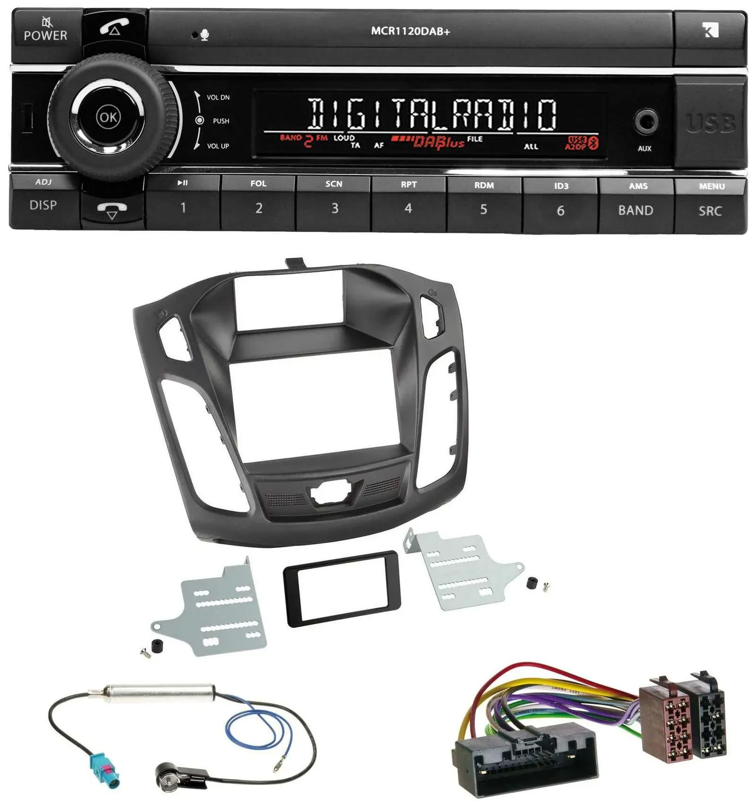 Автомагнитола для Ford Focus (DYB, 2011–2014) Kienzle Bluetooth MP3 USB DAB