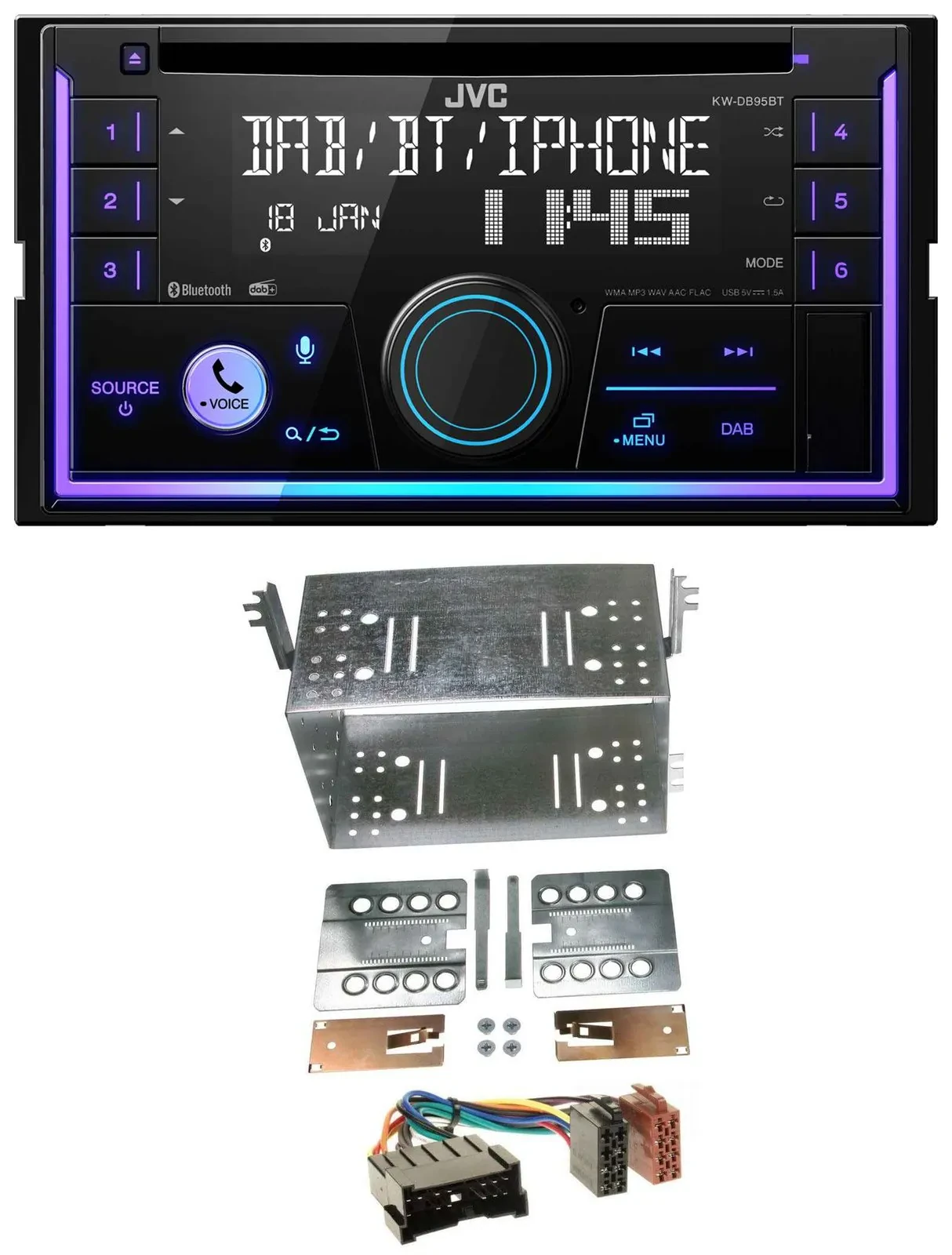 Автомагнитола JVC 2DIN DAB Bluetooth CD MP3 USB для Hyundai Tucson DM 2005–2010