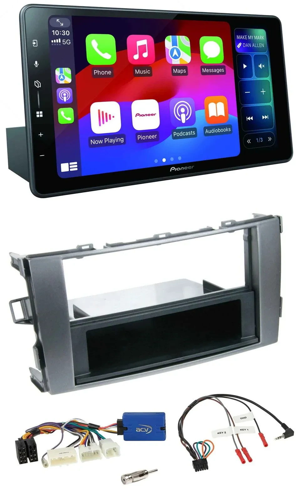 Pioneer Bluetooth DAB Lenkrad USB Autoradio für Toyota Auris 2011-2012 anthrazit