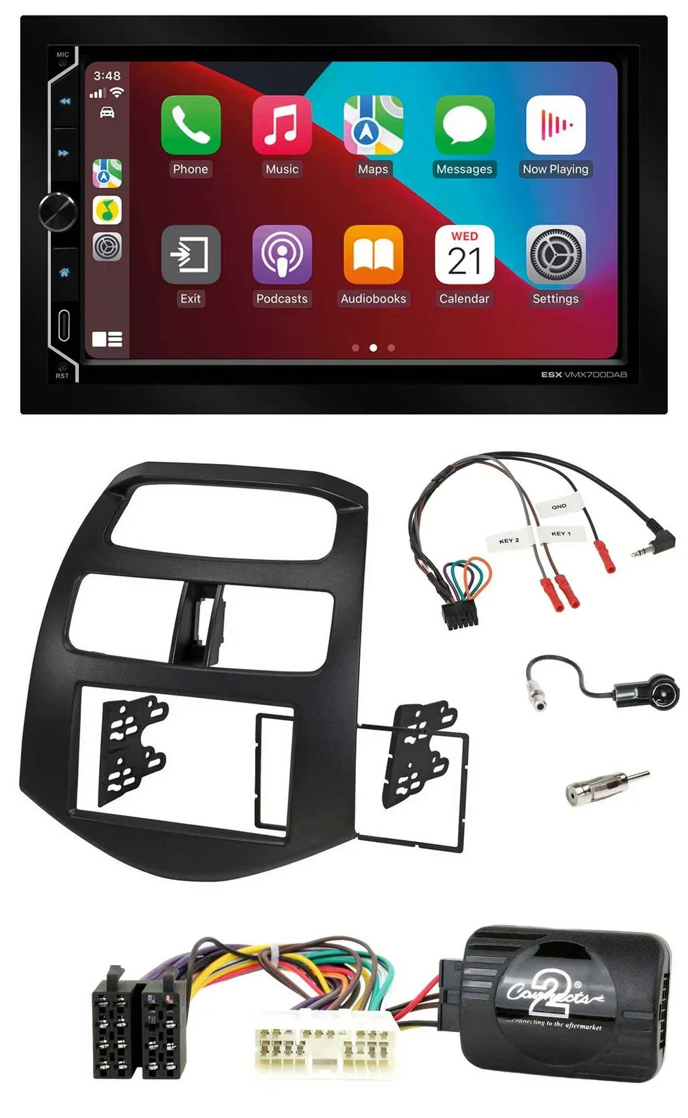 ESX 2DIN DAB USB Lenkrad Bluetooth Autoradio für Chevrolet Spark KLM 2012-2013