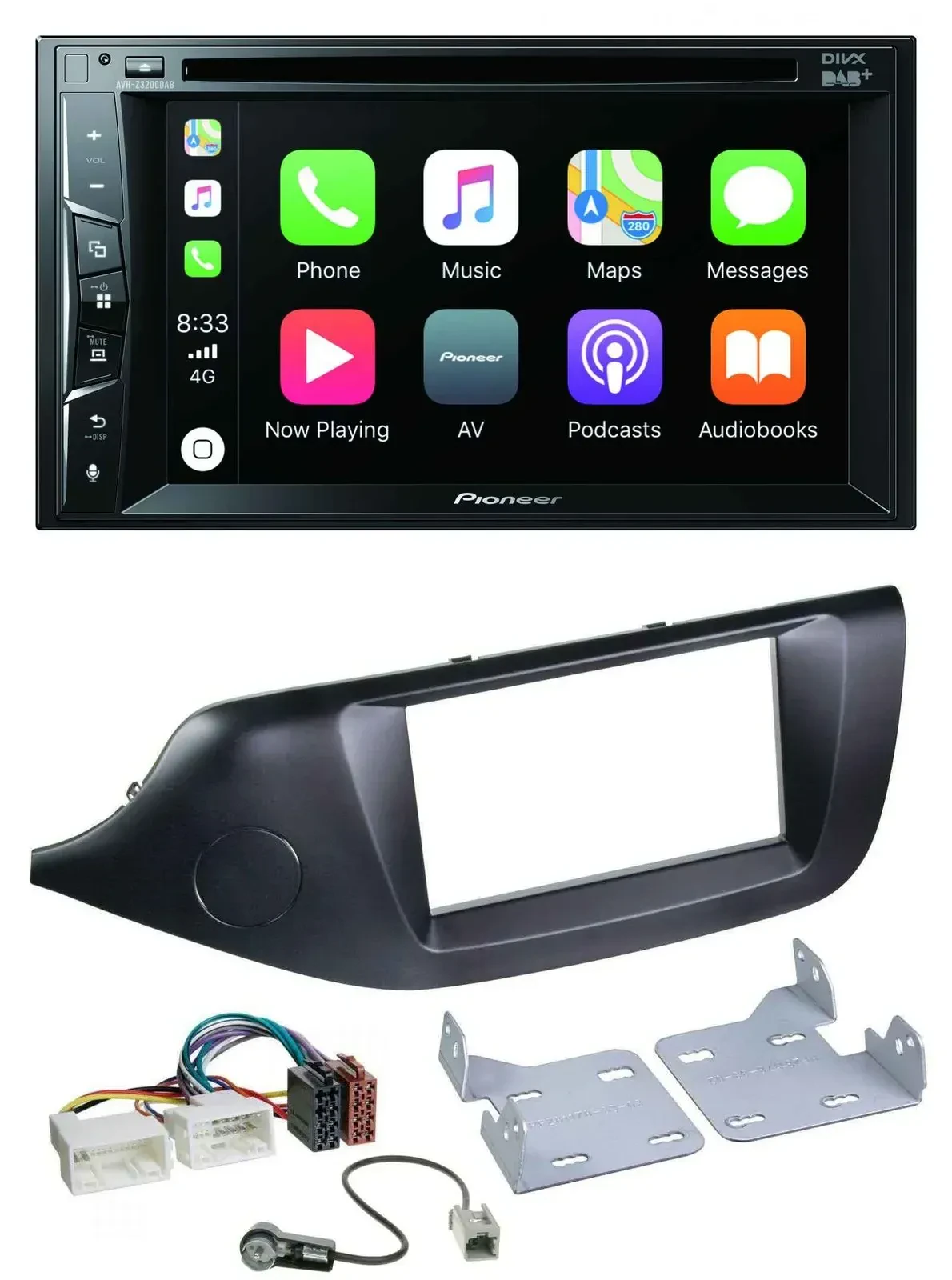 Автомагнитола для Kia Ceed (с 2012) Pioneer 2DIN, MP3, USB, DVD, Bluetooth, DAB, черный
