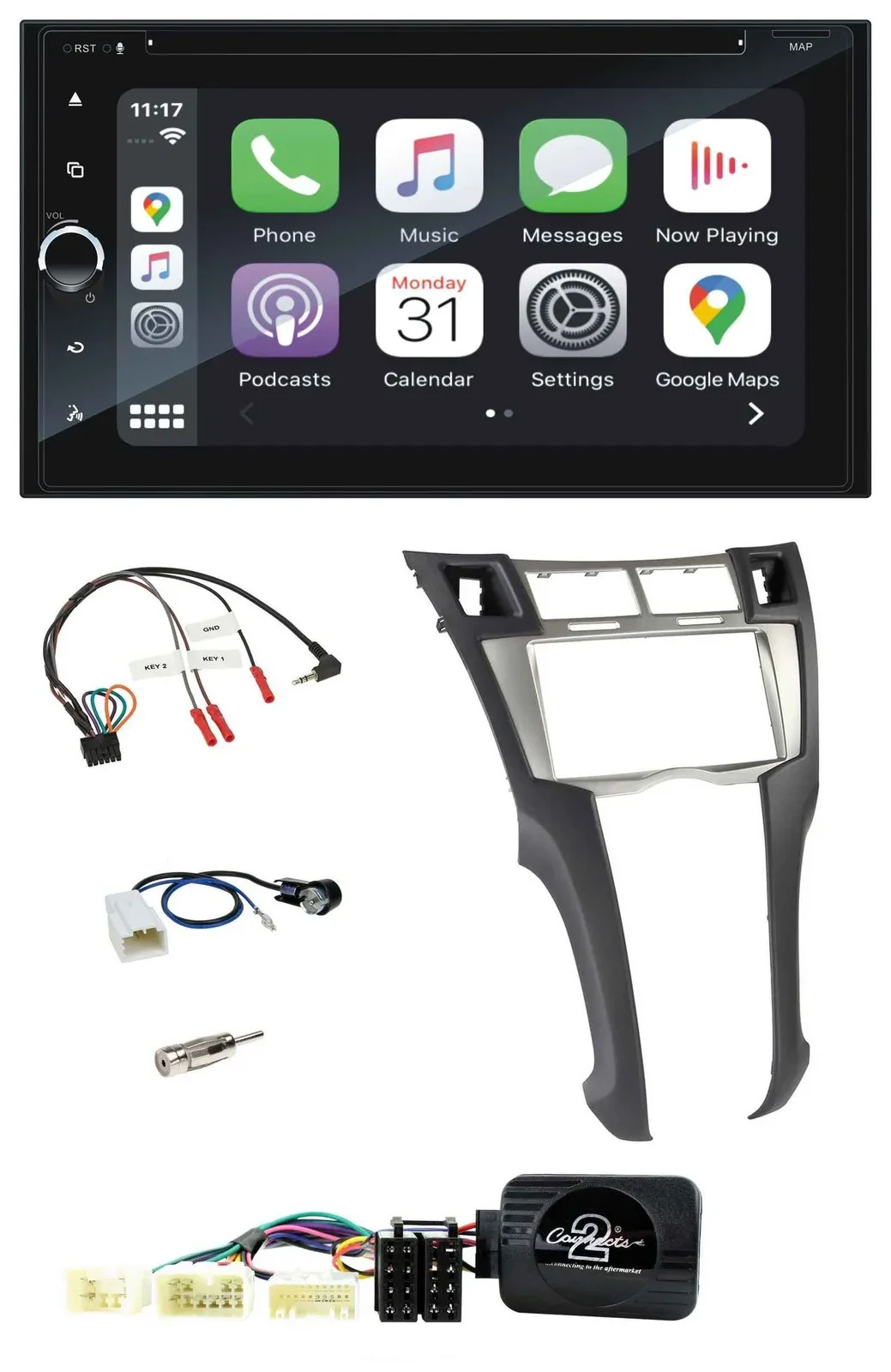 Blaupunkt DAB USB Bluetooth Lenkrad 2DIN TMC Navigation für Toyota Yaris 2006-20