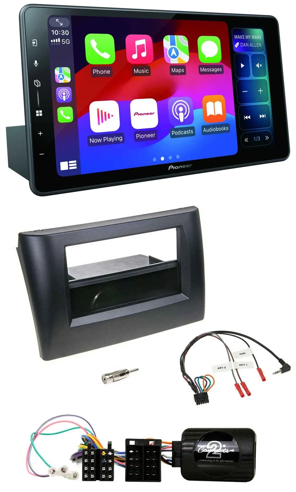 Pioneer Bluetooth DAB Lenkrad USB Autoradio für Fiat Stilo 01-07 schwarz Ablage