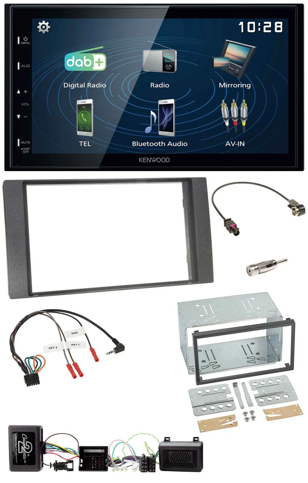 Автомагнитола Kenwood 2DIN Bluetooth USB DAB для Ford Kuga 2008–2012, антрацит