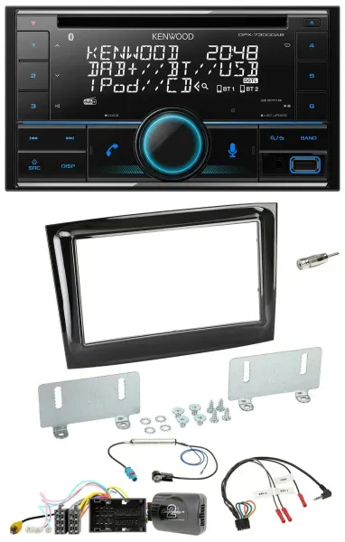 Kenwood CD 2DIN DAB USB Lenkrad Bluetooth Autoradio für Fiat Doblo ab 15 piano s