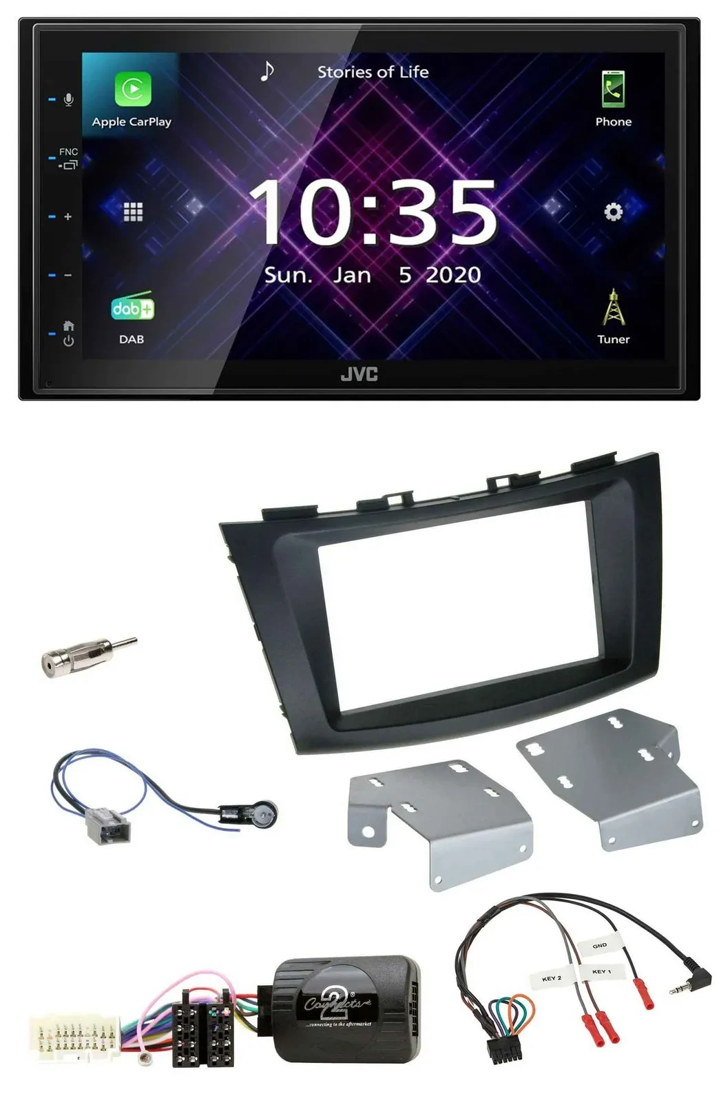 JVC DAB 2DIN Lenkrad Bluetooth USB Autoradio für Suzuki Swift ab 2011