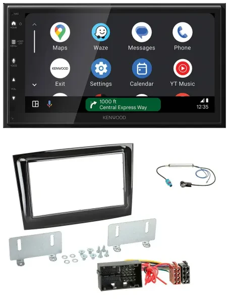 Kenwood DAB Bluetooth USB MP3 2DIN Autoradio für Fiat Doblo ab 2015 piano schwar
