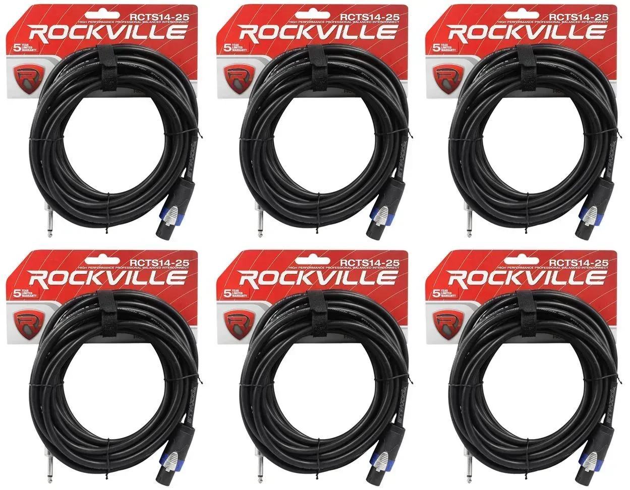Спикерный кабель Rockville RCTS1425 Black 7.6 м (6 штук)