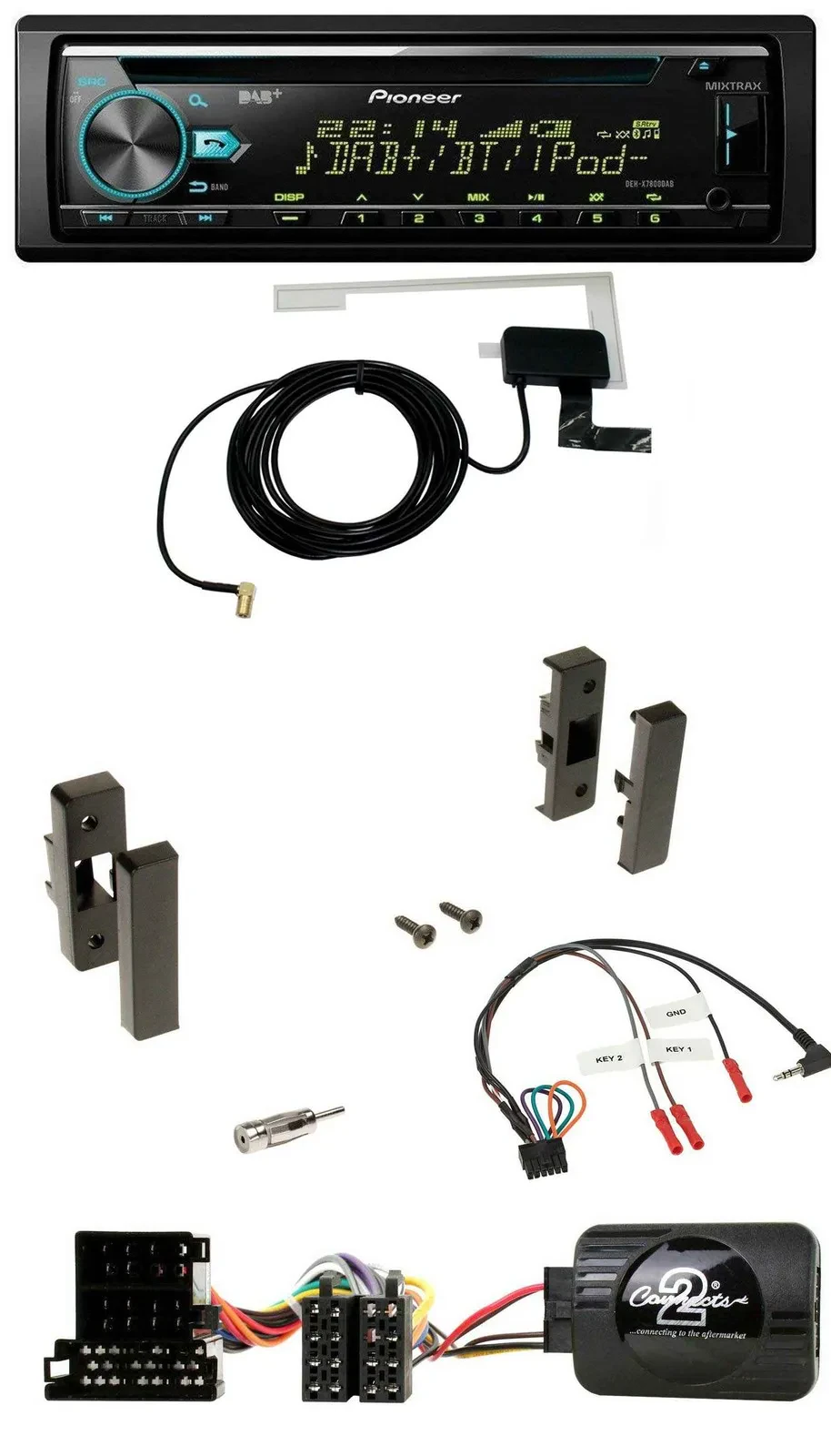 Автомагнитола Pioneer CD/MP3 USB DAB для Audi A3 8L (1996–2000) с поддержкой кнопок на руле