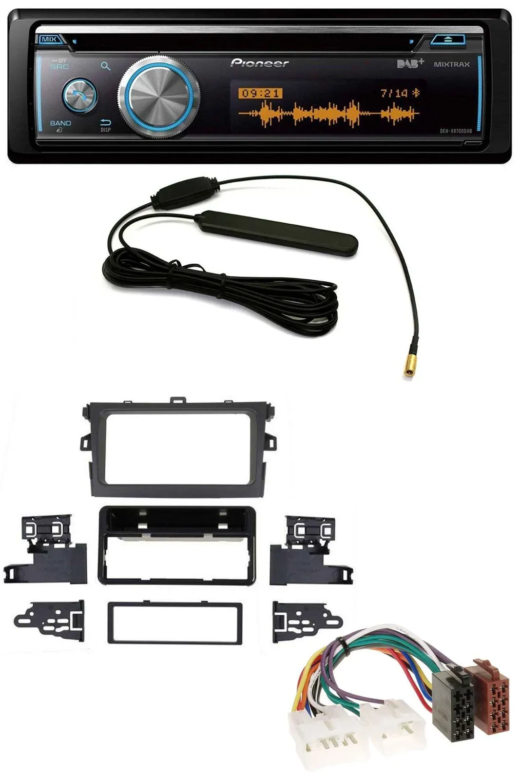 Автомагнитола Pioneer CD/USB/Bluetooth/DAB/MP3 для Toyota Corolla 2009–2012, серебристая