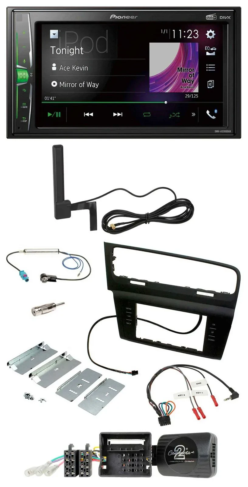 Pioneer MP3 DAB Lenkrad 2DIN Bluetooth Autoradio für VW Golf VII ab 2012