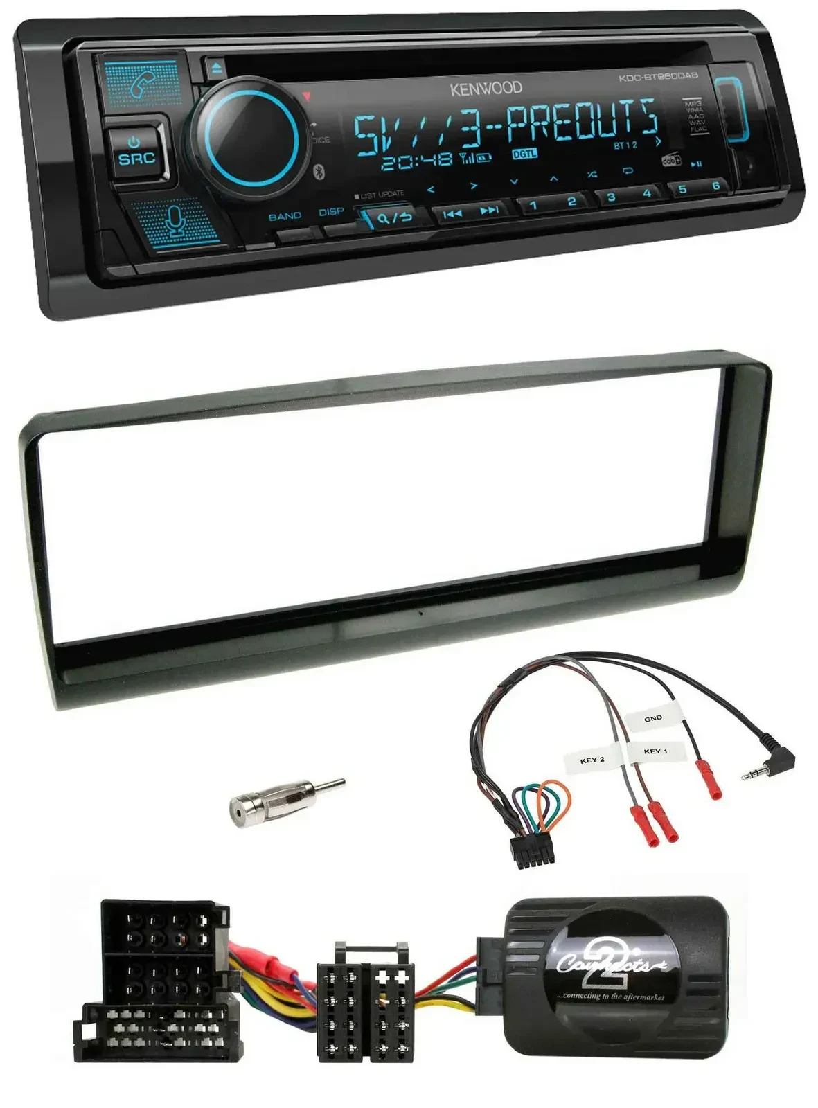 Автомагнитола Kenwood CD USB Bluetooth DAB для Alfa Romeo 156 (2000–2001) черный с управлением на руле