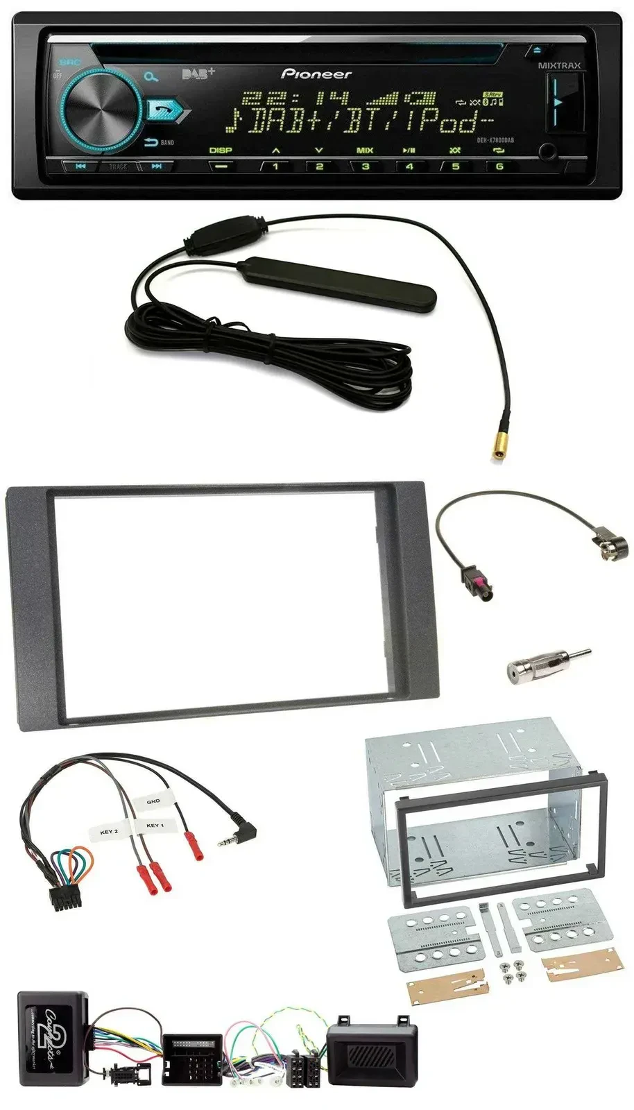 Автомагнитола Pioneer CD/MP3, DAB, USB, поддержка управления с руля, для Ford Kuga 2008–2012, антрацит