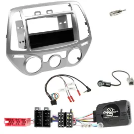Einbauset Lenkradadapter DIN Autoradio für Hyundai i20 2012-2014 silber man. Kli