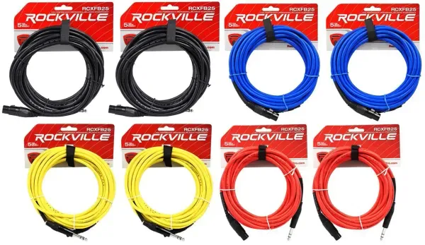 Коммутационный кабель Rockville RCXFB25 Multicolor 7.6 м (8 штук)