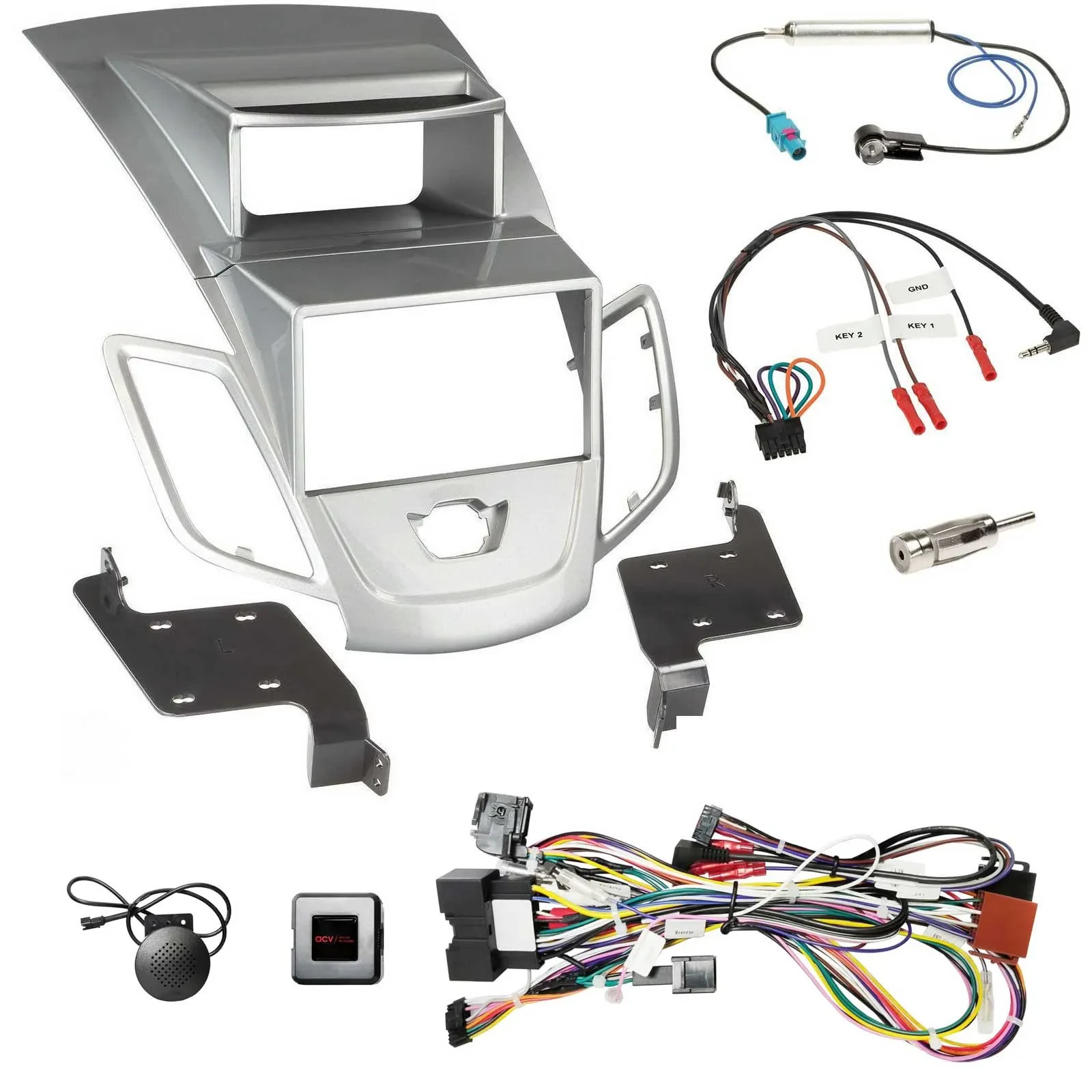 Einbauset Lenkradadapter Doppel DIN Autoradio für Ford Fiesta 2008-10 Display si