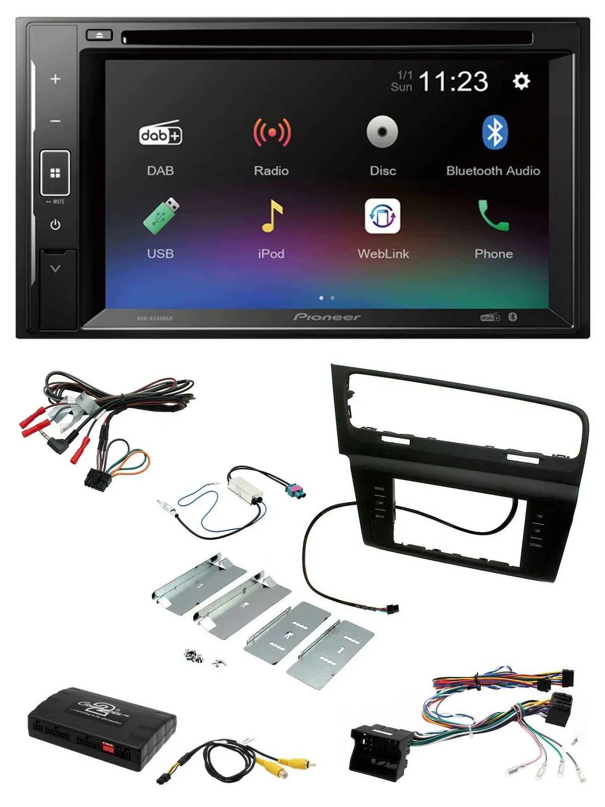 Pioneer Bluetooth Lenkrad USB 2DIN DAB DVD Autoradio für VW Golf VII 7 2012-2018