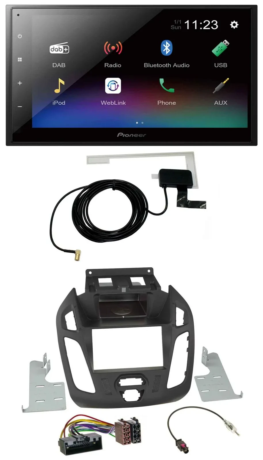 Автомагнитола для Ford Transit 2012–2018 Pioneer 2DIN DAB, MP3, Bluetooth, USB (без дисплея)