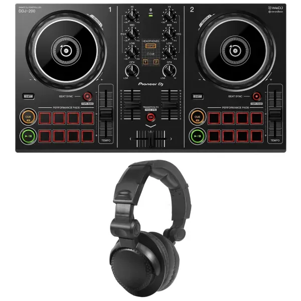 DJ-контроллер с джогом Pioneer DDJ-200 Black с наушниками