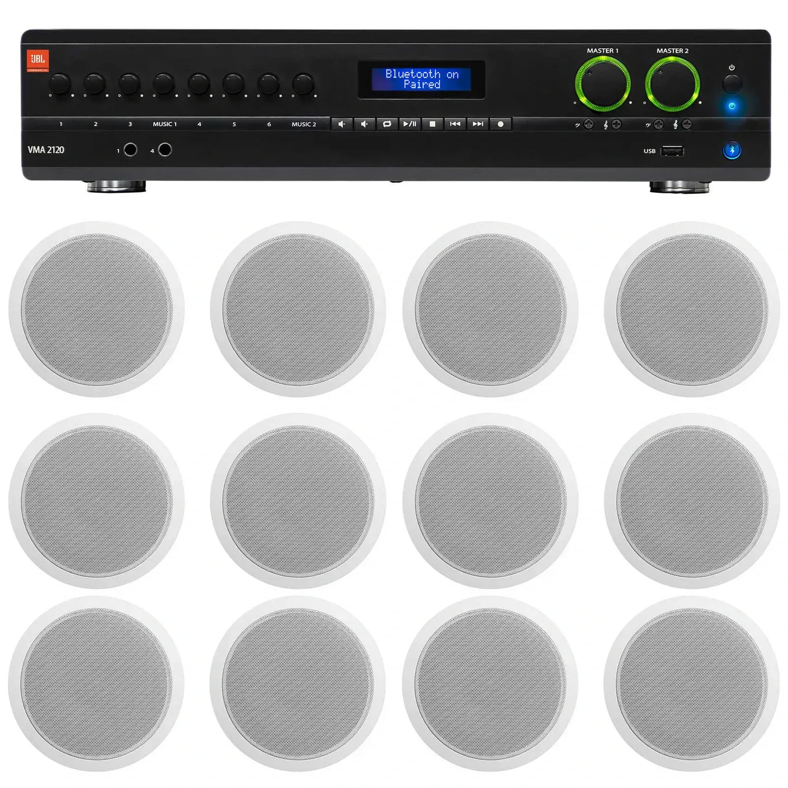 Потолочная акустика JBL CCL6T White с усилителем (12 штук)