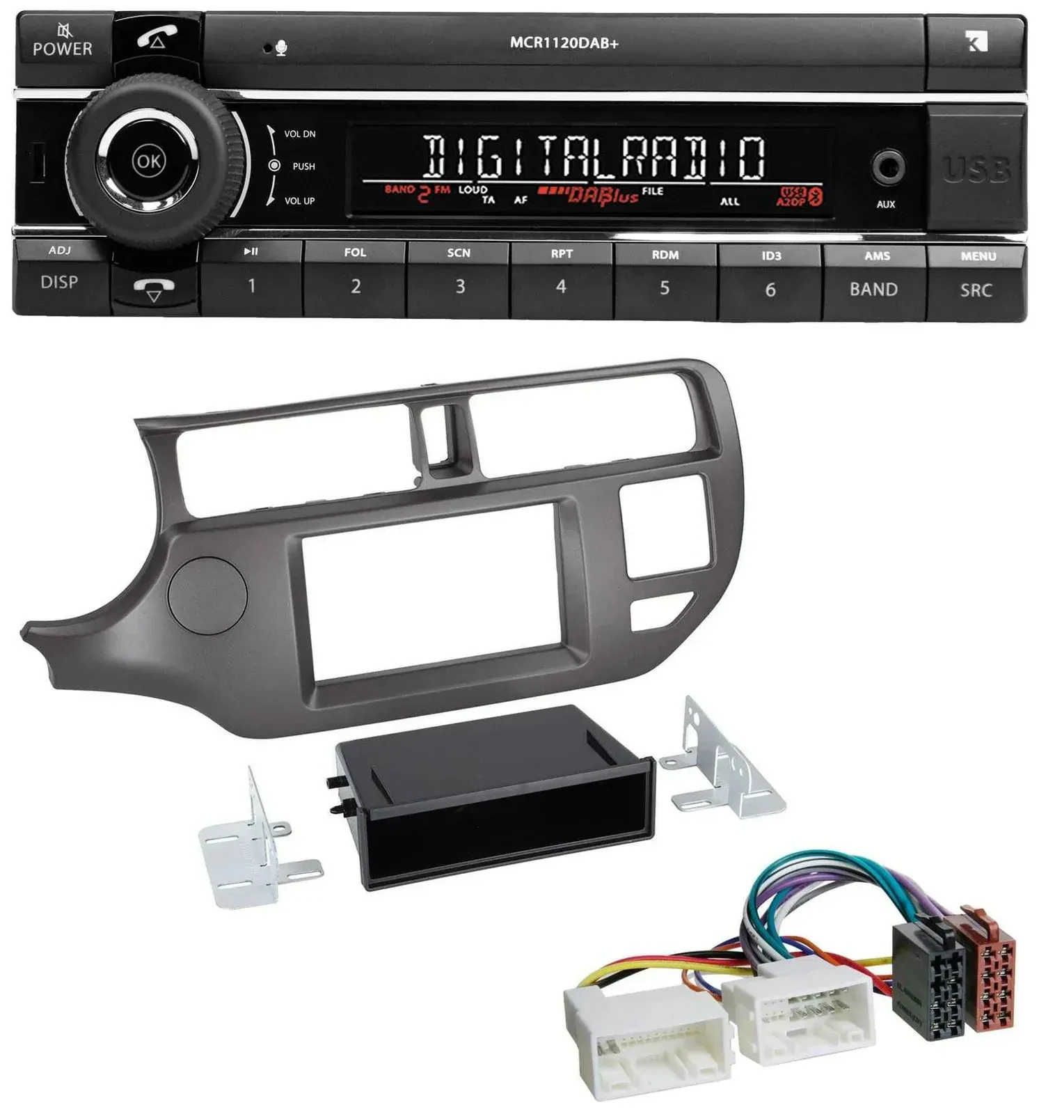 Kienzle Bluetooth MP3 USB DAB Autoradio für Kia Rio UB 2011-2014 anthrazit