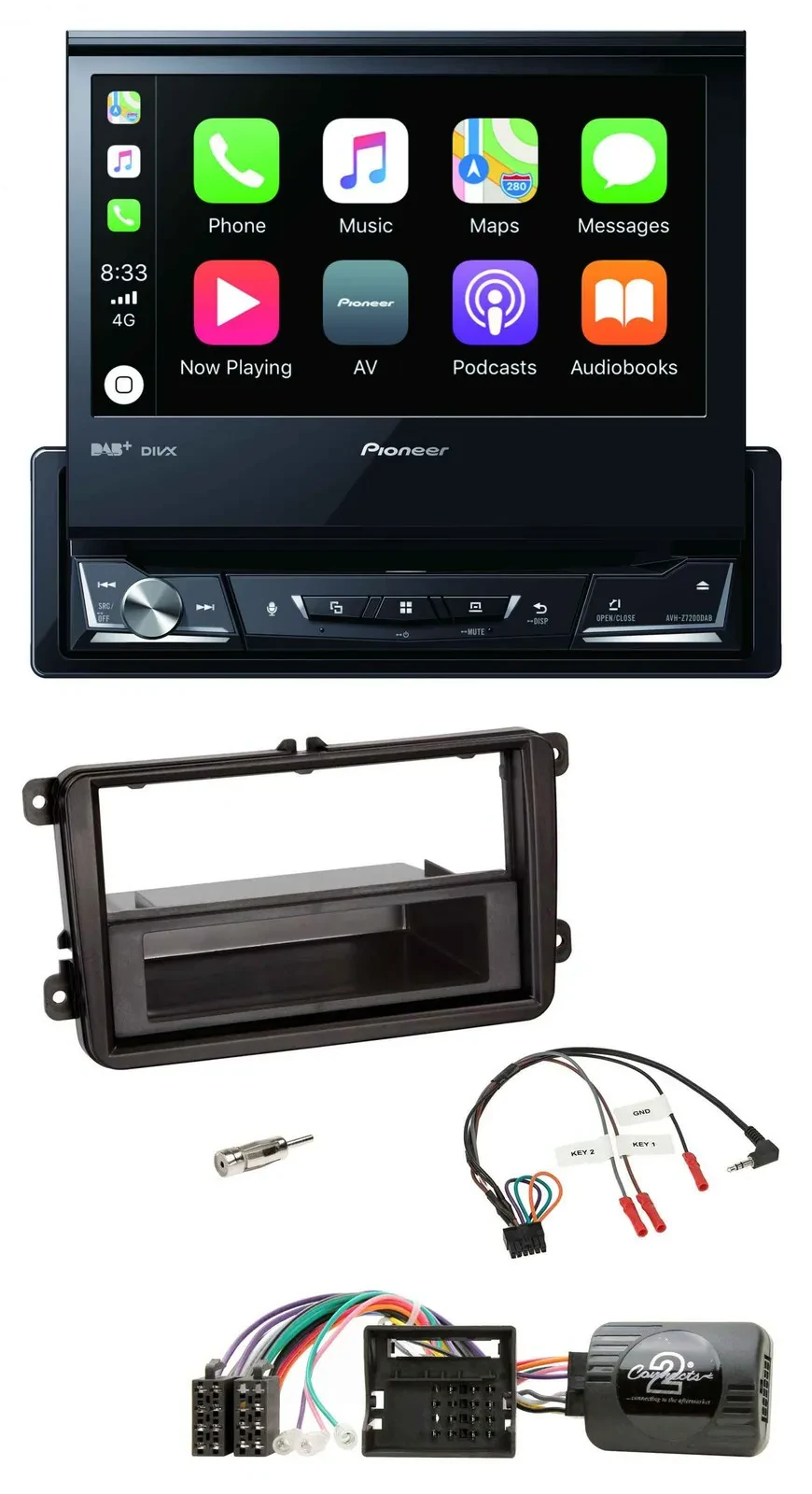 Pioneer DVD Bluetooth DAB USB Lenkrad Autoradio für Skoda Fabia 5J 2007-2014