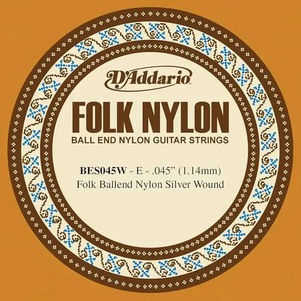 Струна одиночная D'Addario BES045W Folk Nylon Silver 045