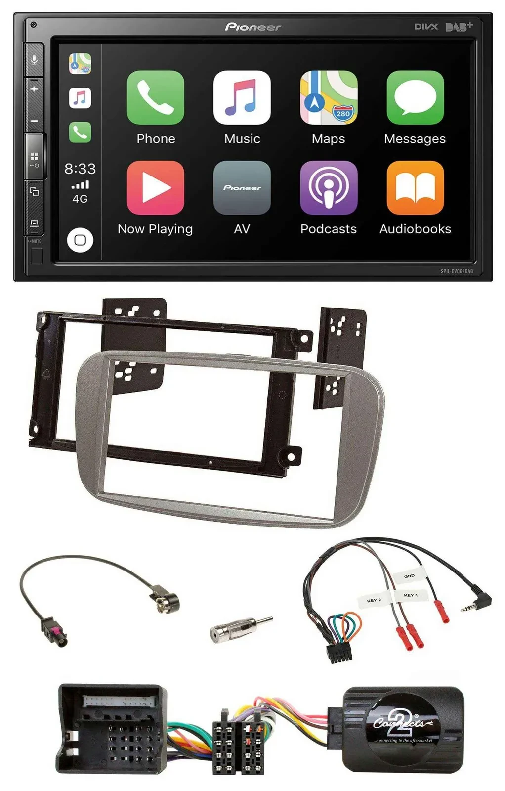 Pioneer USB Lenkrad DAB 2DIN Bluetooth Autoradio für Ford Mondeo S-Max ab 07 sil