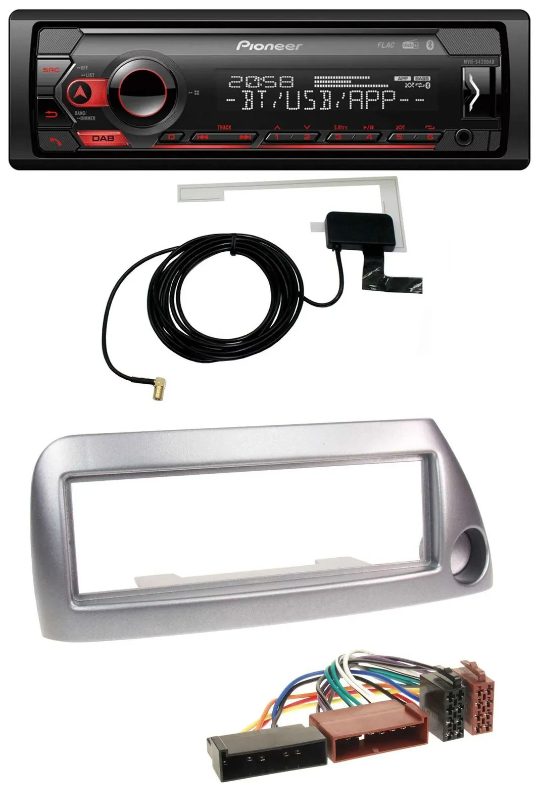 Автомагнитола для Ford Ka (до 2008) Pioneer DAB USB MP3 Bluetooth серебристый металлик