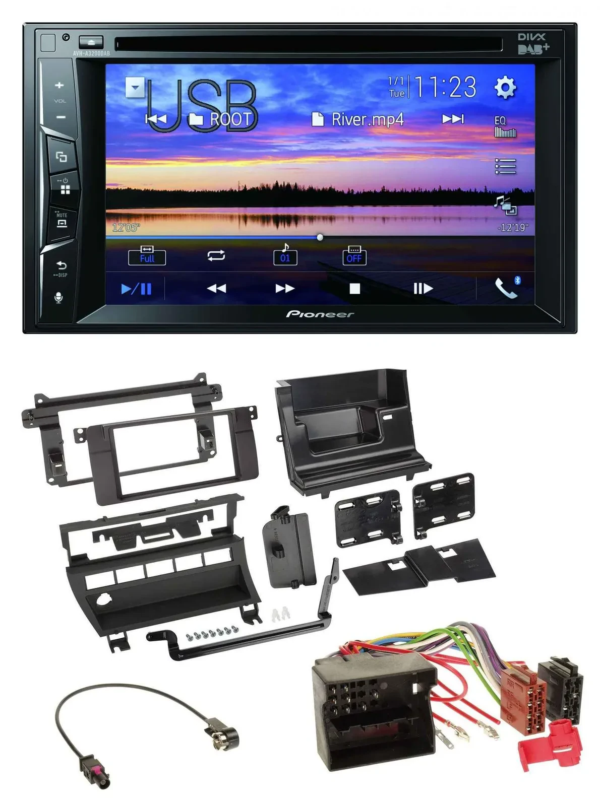 Автомагнитола для BMW 3 Series (2002–2006) Pioneer 2DIN Bluetooth USB DVD DAB MP3