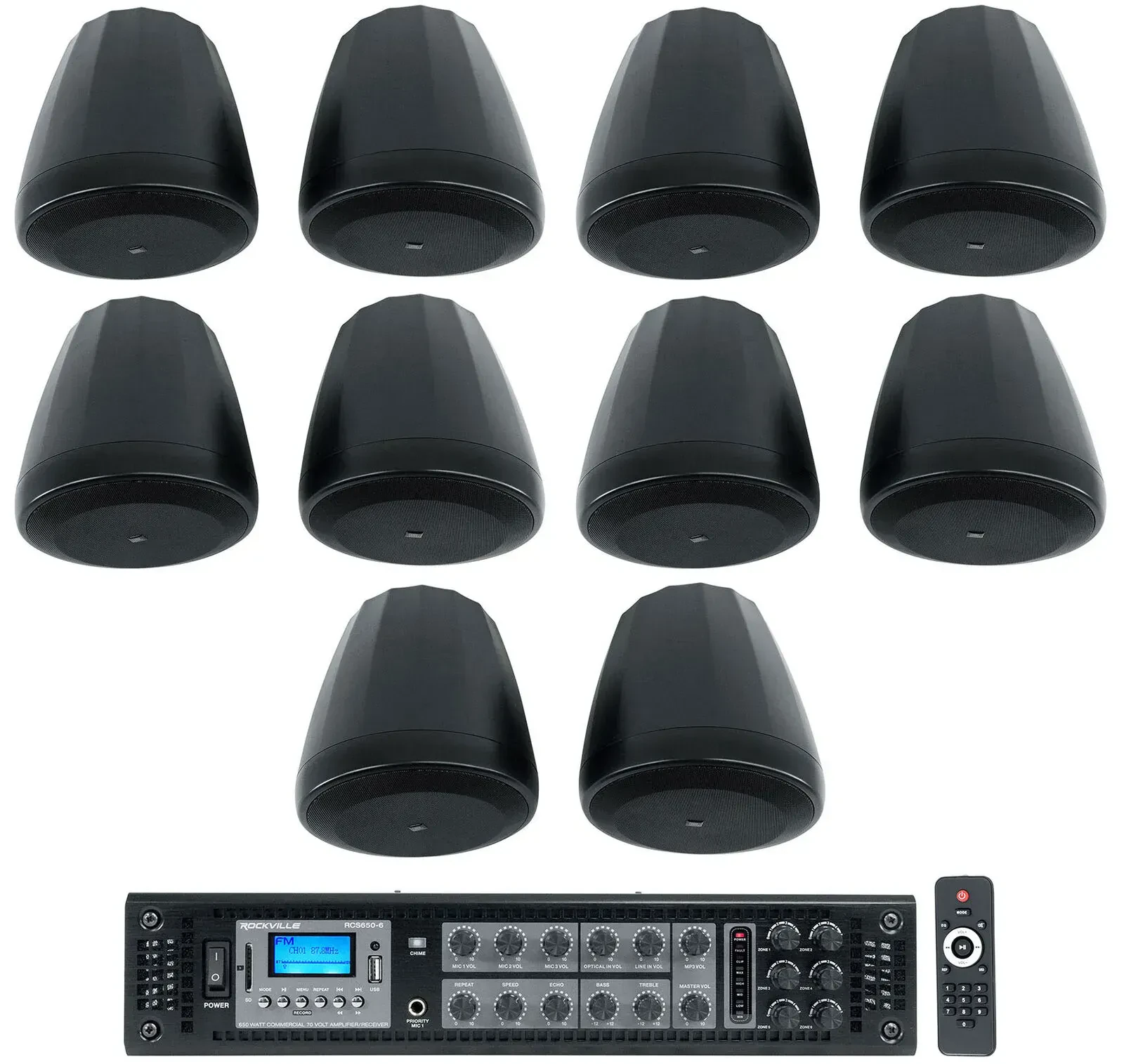 Потолочная акустика JBL Control 67 P/T Black с усилителем (10 штук)